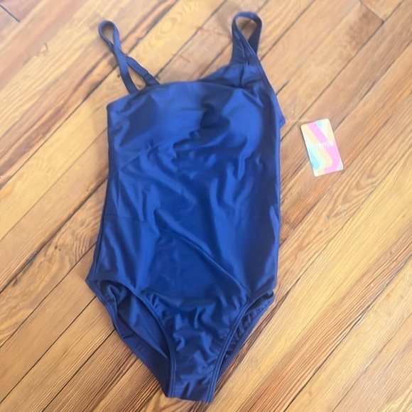 Yummie Women's Navy Blue Siren One Shoulder One Piece Swimsuit NWT Size 6 - Picture 4 of 8